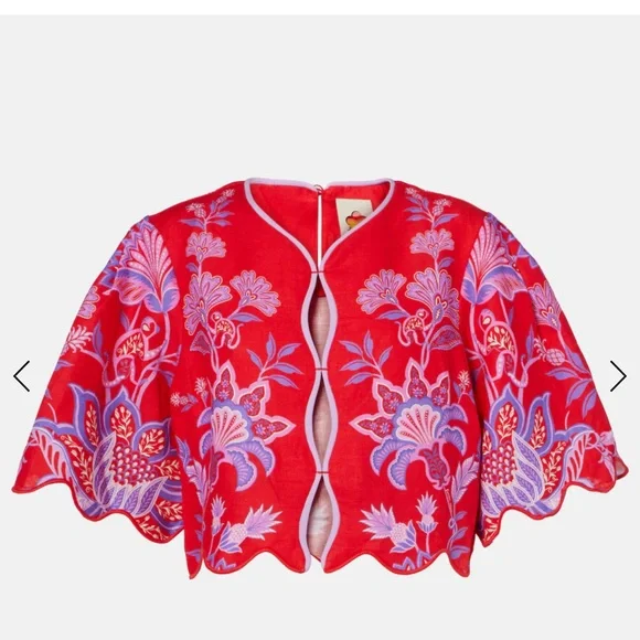 FARM Rio Porcelain Garden Red Floral Blouse - Picture 4 of 4